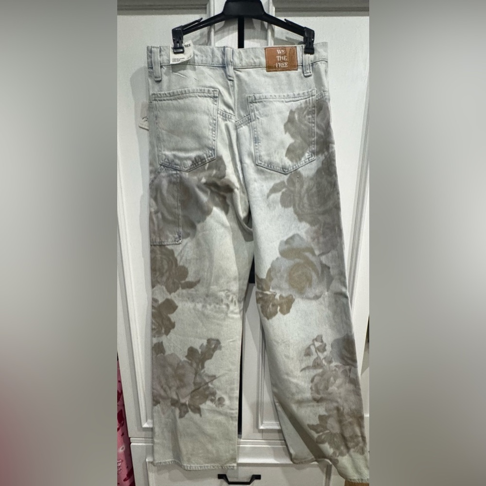 Free People Tinsley Floral Straight Leg Jeans - Picture 5 of 5